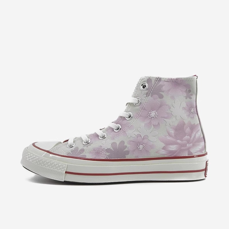 Converse 舒适休闲耐磨高帮帆布鞋男女同款紫粉  A00834C