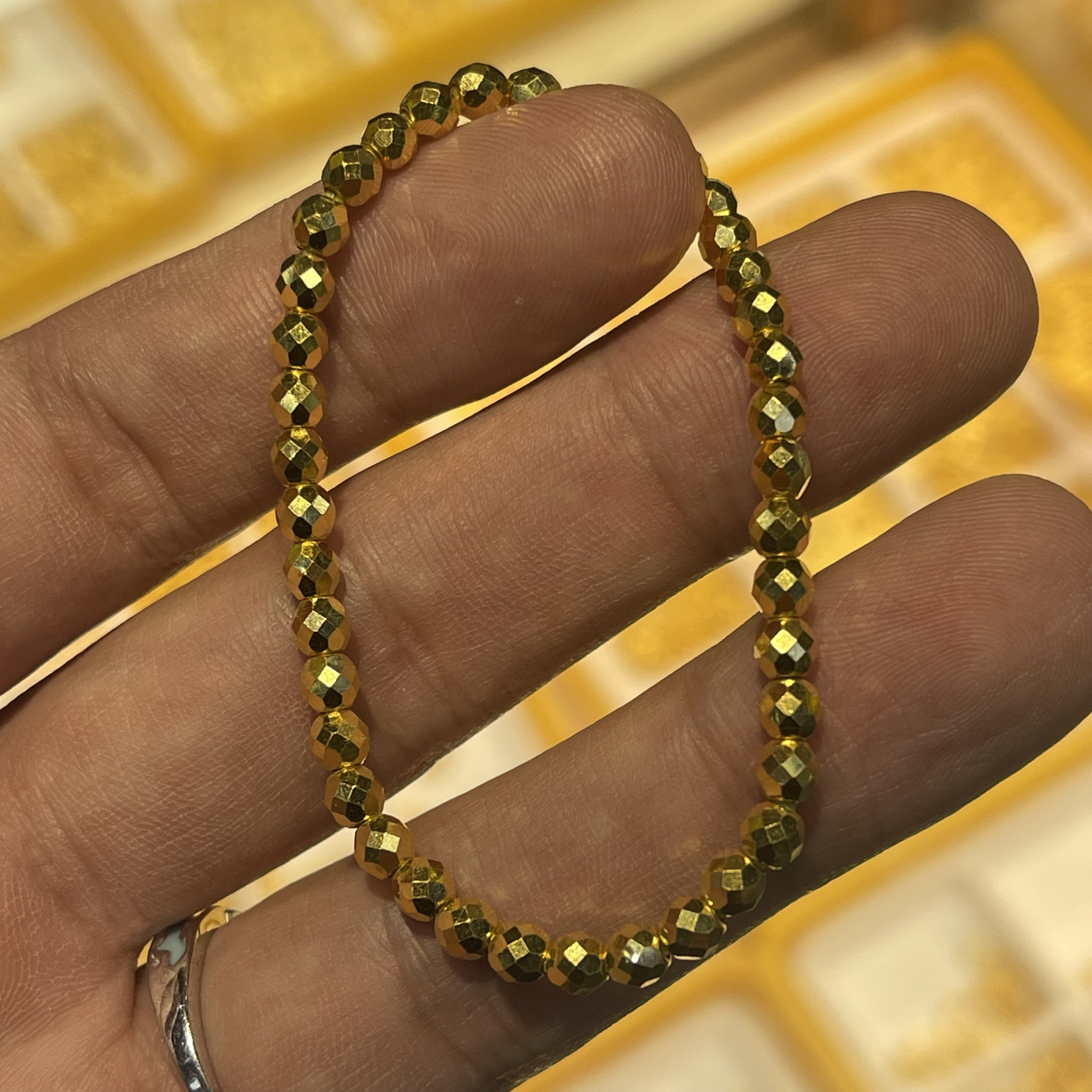 足金手链 4mm蹦迪珠手串 C0287