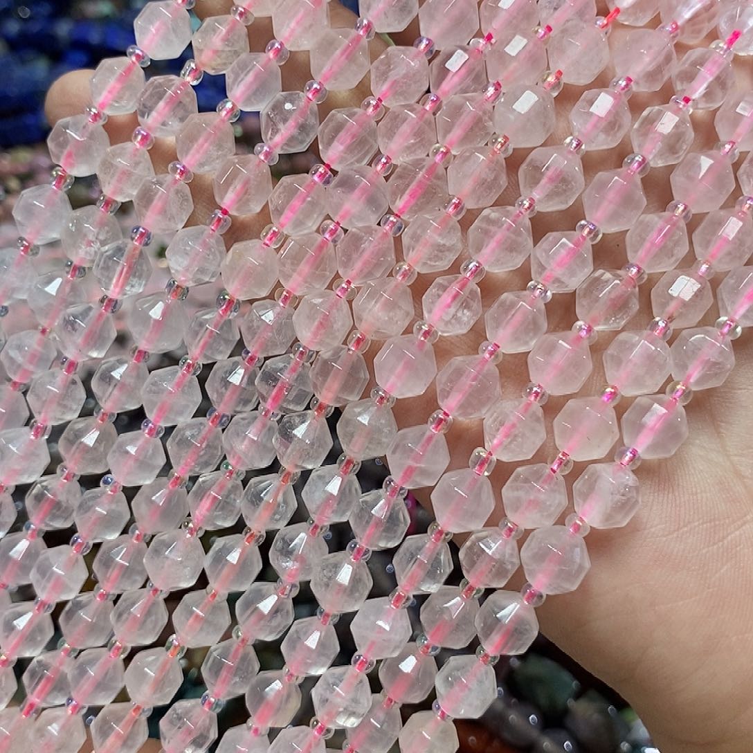 玛瑙/玉髓未镶嵌珠宝半成品星光粉晶一条卡8mm