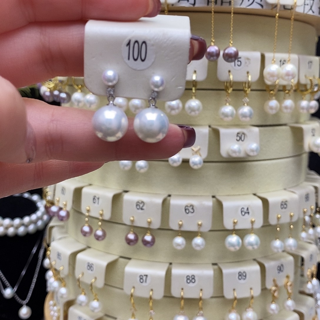 淡水珍珠耳饰银S925镶嵌