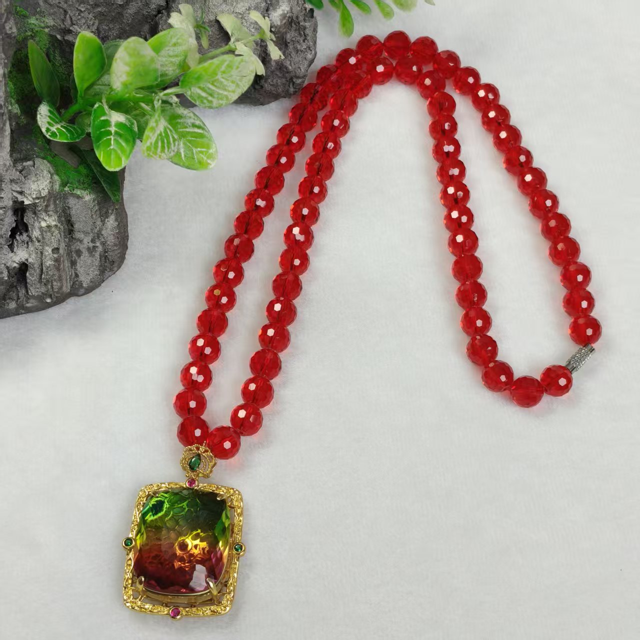 Q典藏品 三色红高端项链美观大气美轮美奂尽显魅力