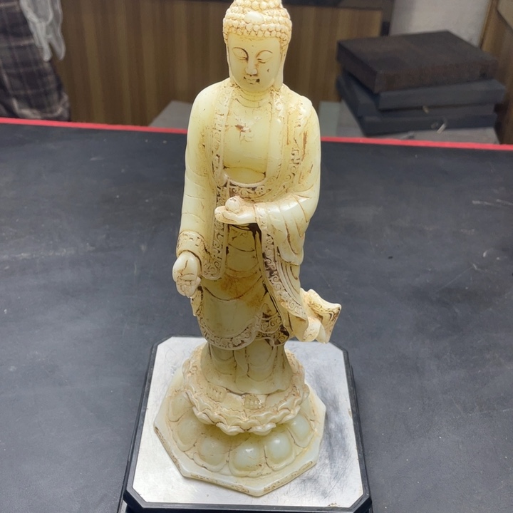 白玉菩提把件摆件