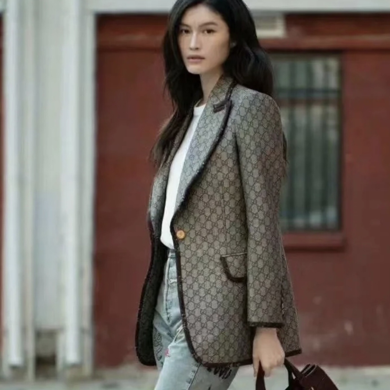 全新未使用 GUCCI/古驰 积分-388/汤/P254215461/花边西装外套