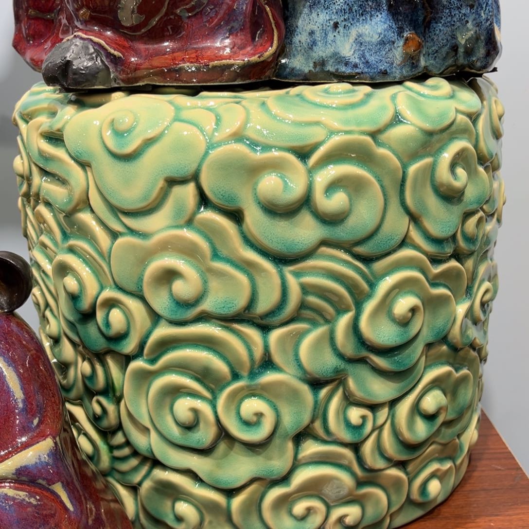 君***装陶瓷圆形祥云底座大号石湾陶