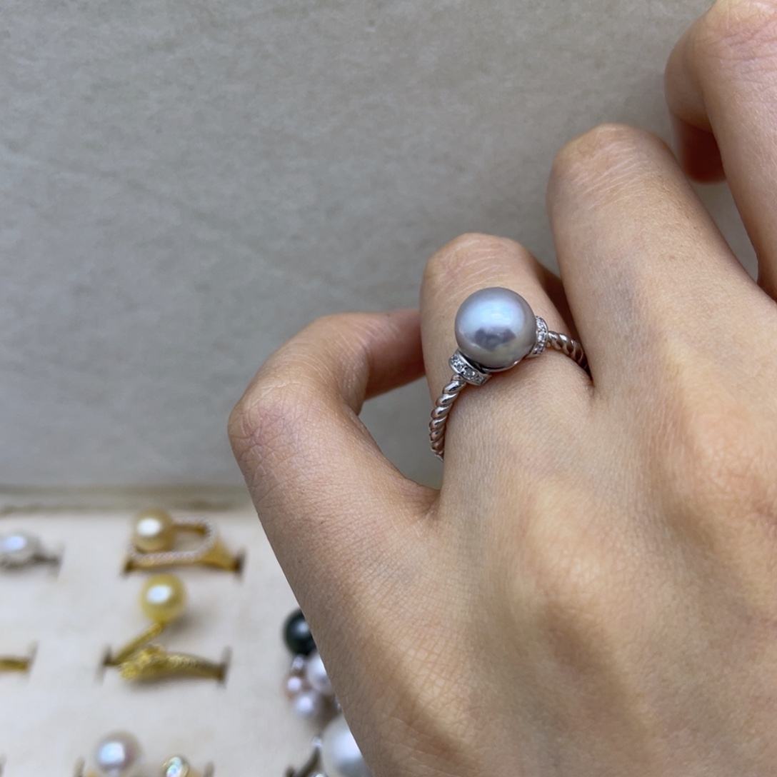 银S925镶嵌海水珍珠戒指