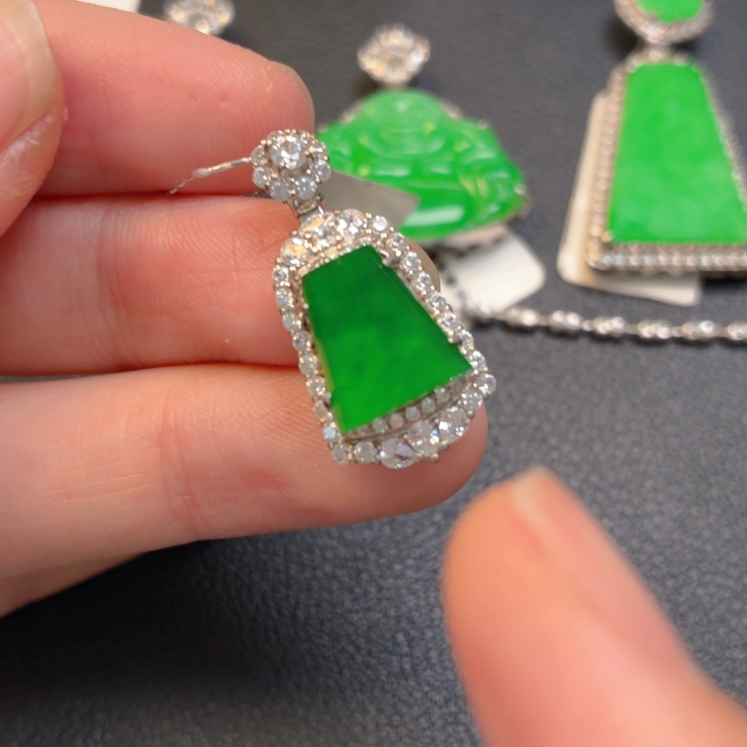 翡翠银S925镶嵌吊坠(不含链)