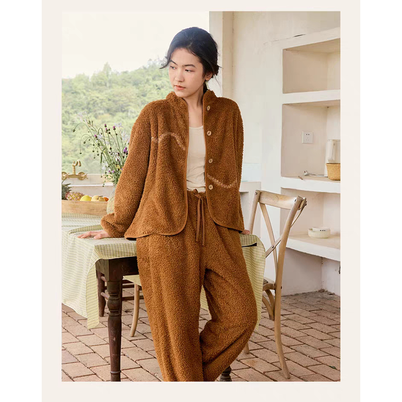 朵朵可可·252-022睡衣女秋冬珊瑚绒保暖家居服套装
