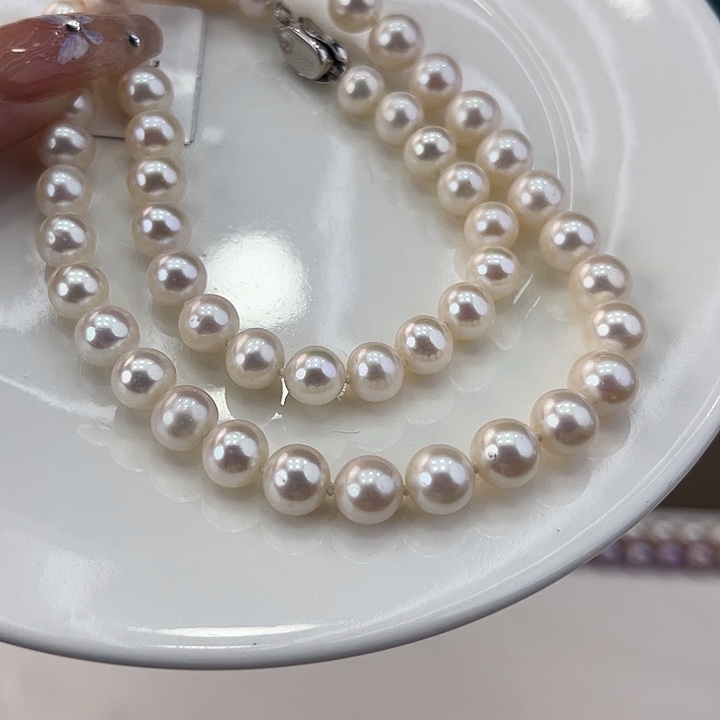 淡水珍珠颈饰银S925镶嵌卡8极光炫彩