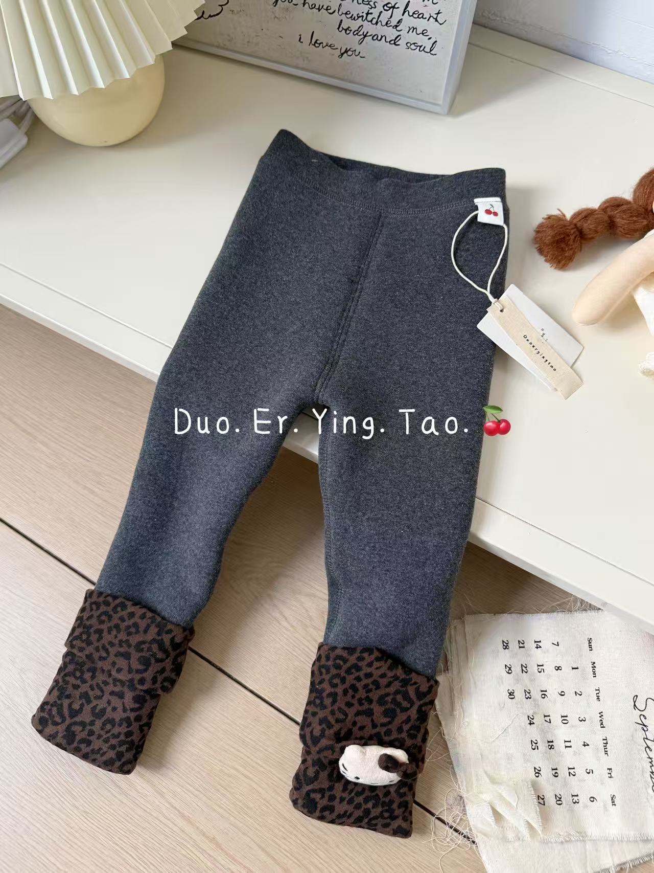 朵儿樱桃·25冬～1000克厚羊驼绒打底裤豹纹KT袜套（不可拆）（汉服）