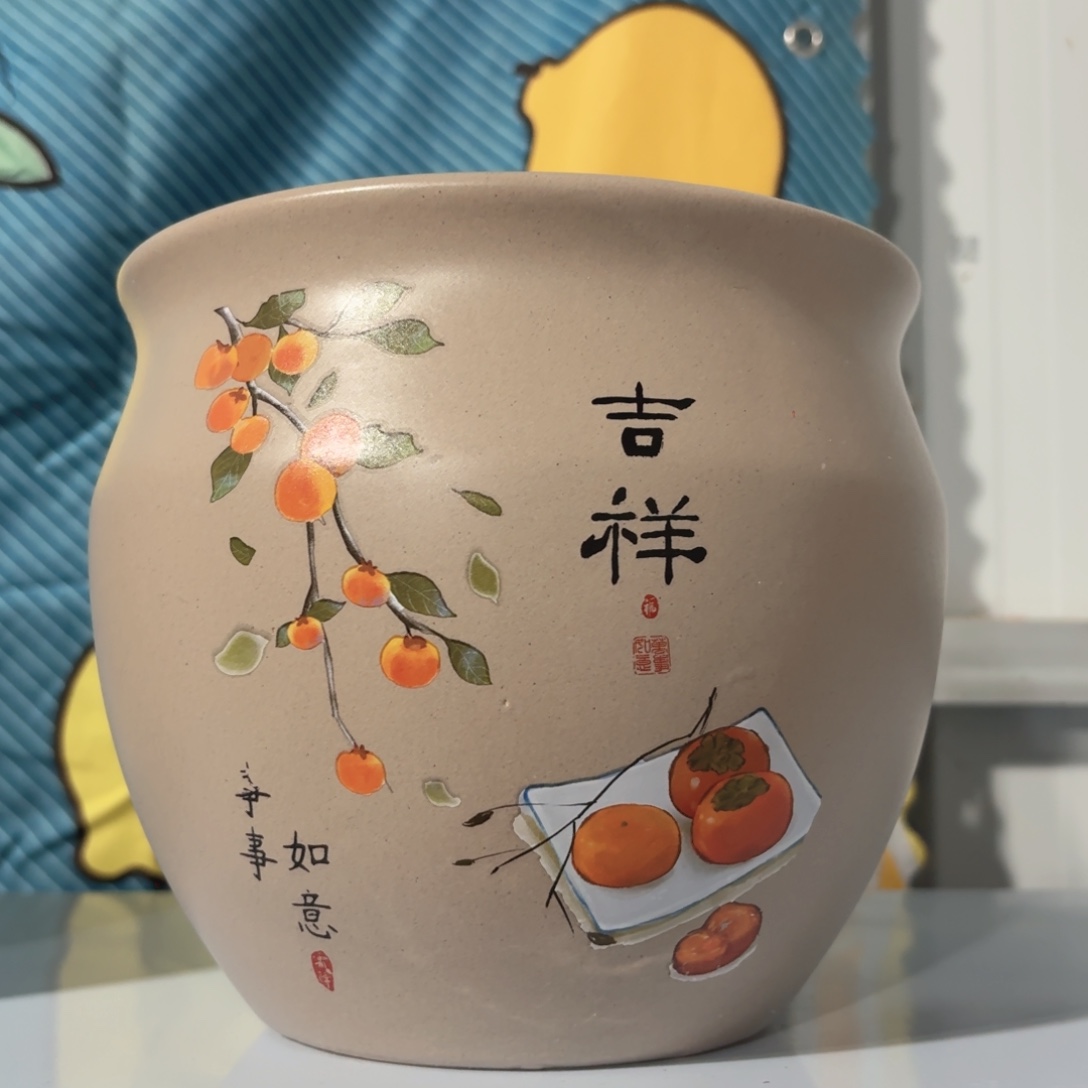 陶瓷花盆吉祥口径19高度18 无孔