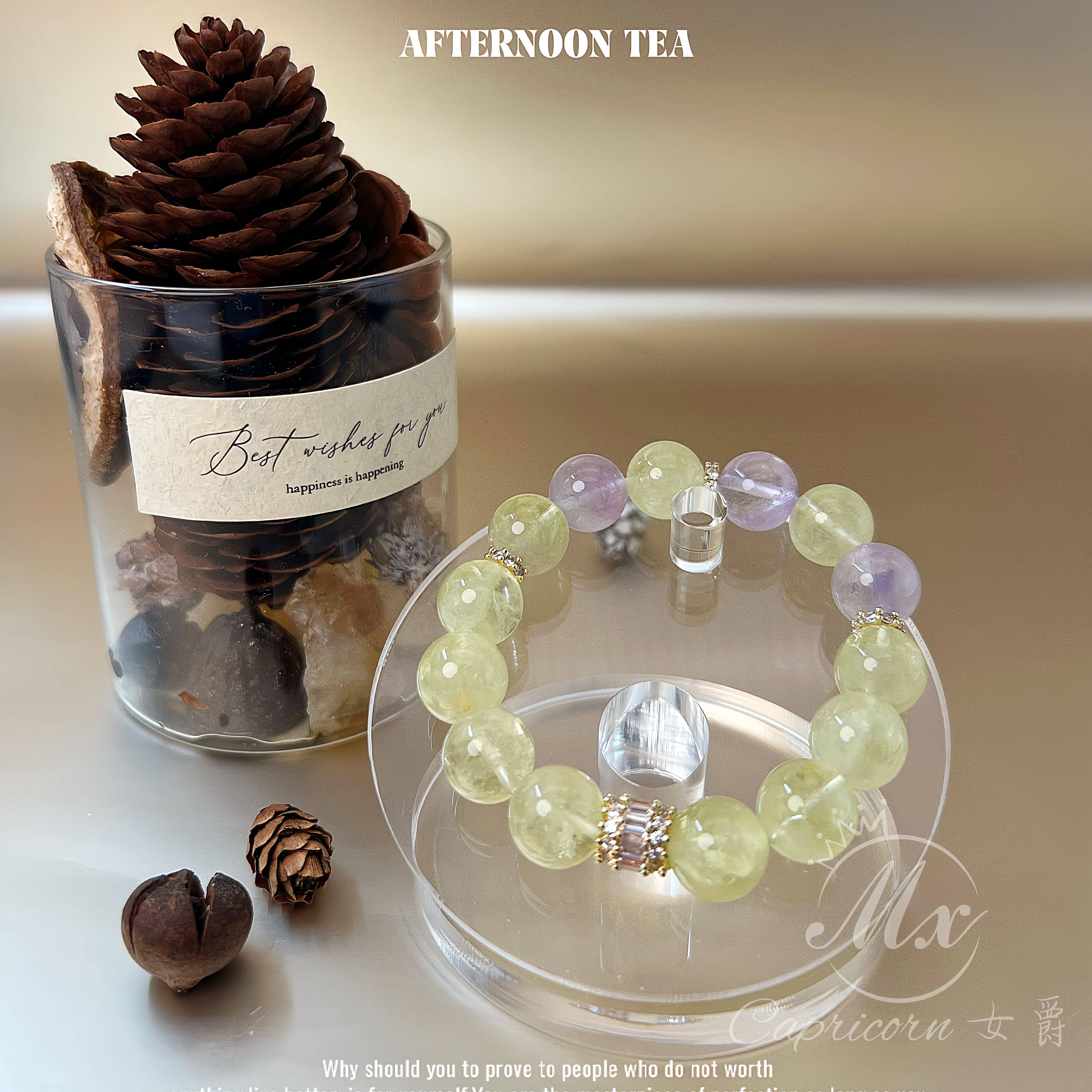 专属【女爵】柠檬黄阿塞薰衣草手链【柠雾琼影】C32