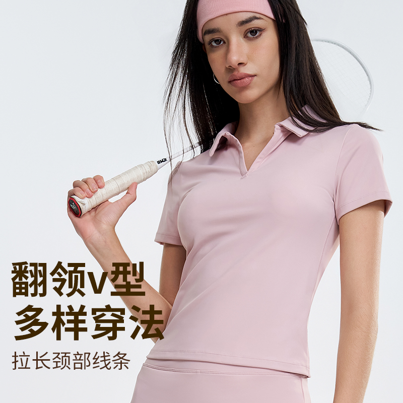 网球运动polo衫夏季户外跑步速干翻领运动上衣女士瑜伽服健身短袖