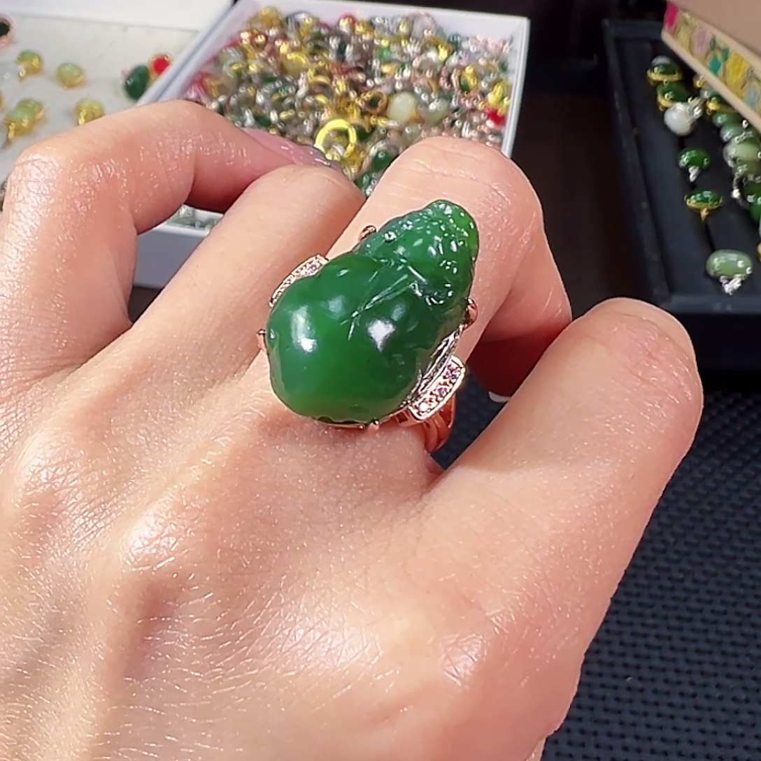 和田玉（碧玉）合金戒指