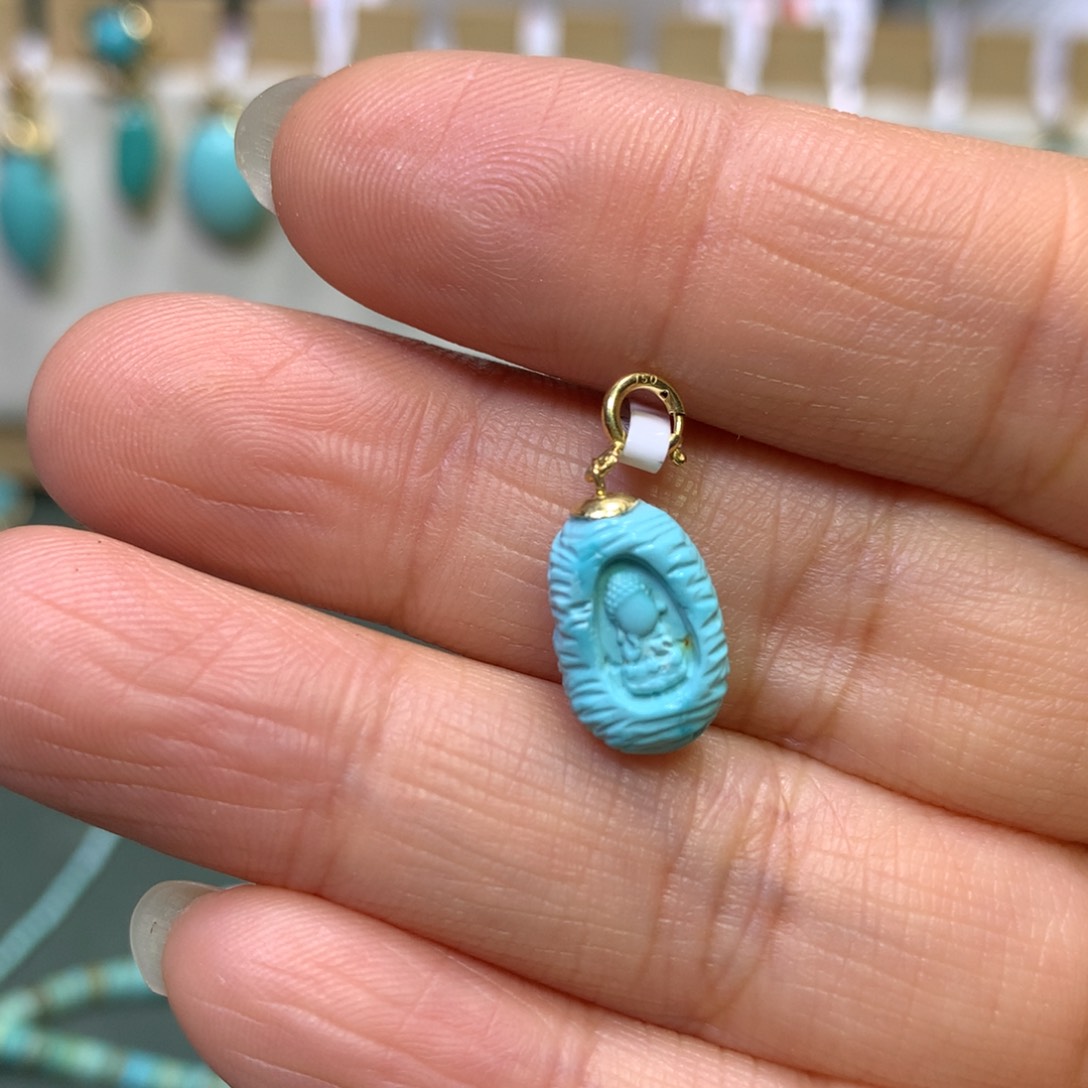 绿松石挂件18K金镶嵌