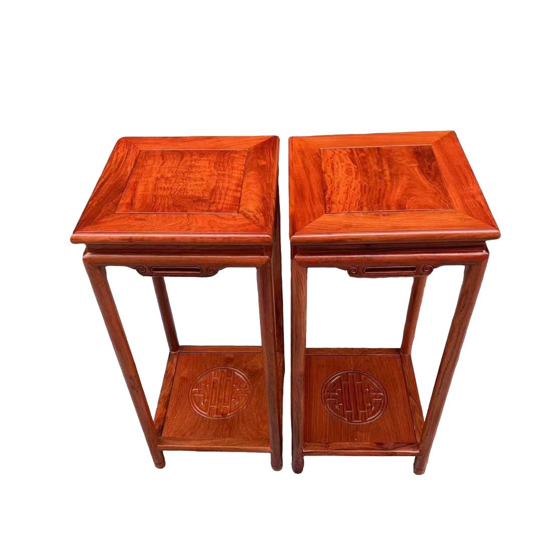 缅花明式花架中式风格客厅阳台置物盆景边几35✕35高80