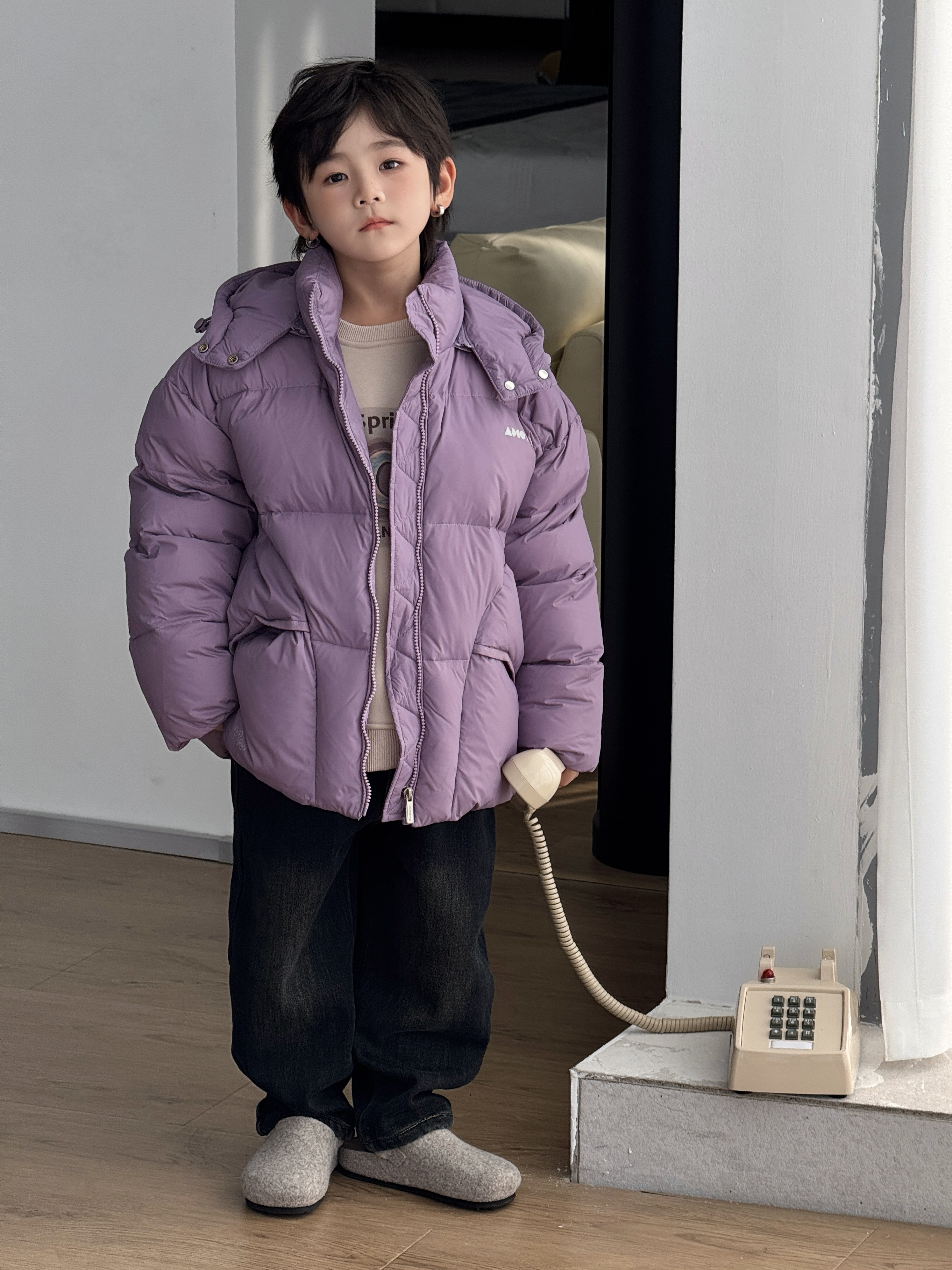 【019】新国标90白鸭绒高端品牌2024冬新款韩系潮款男童羽绒服保暖