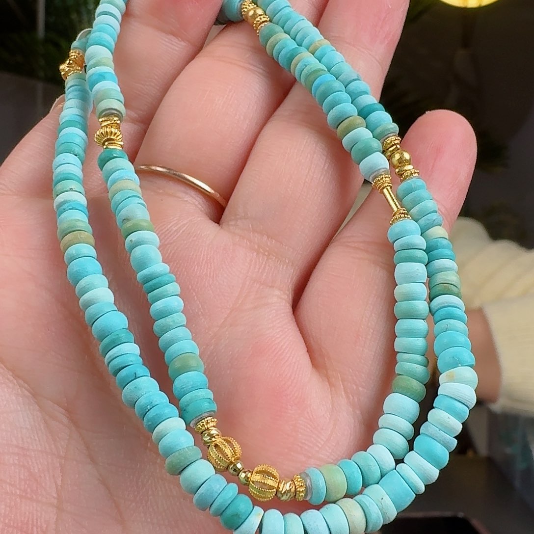 绿松石珠宝奇石18K金镶嵌