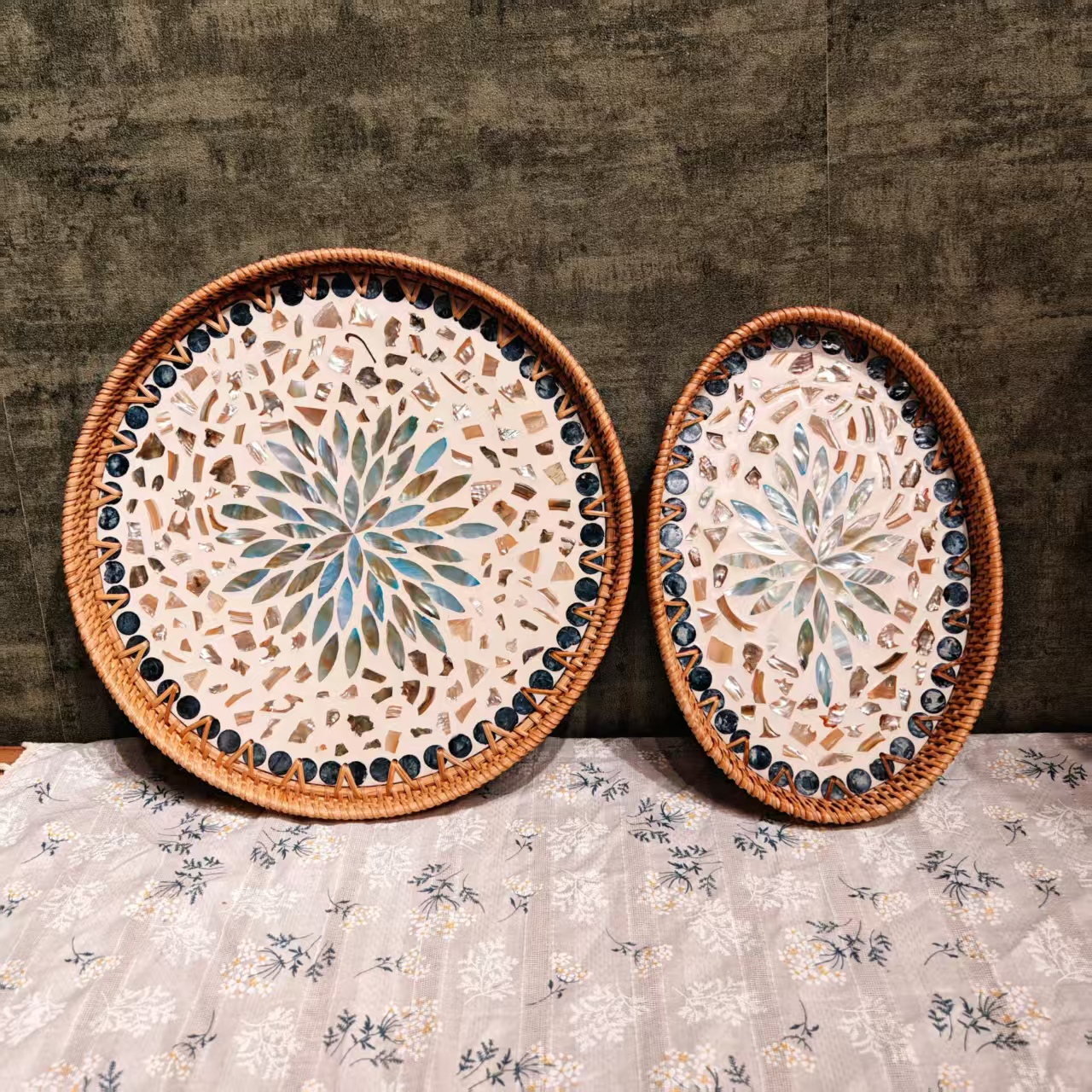 H越南真藤35*3+30*21*3满天星搭配贝壳盘客厅桌面茶几水杯水果盘