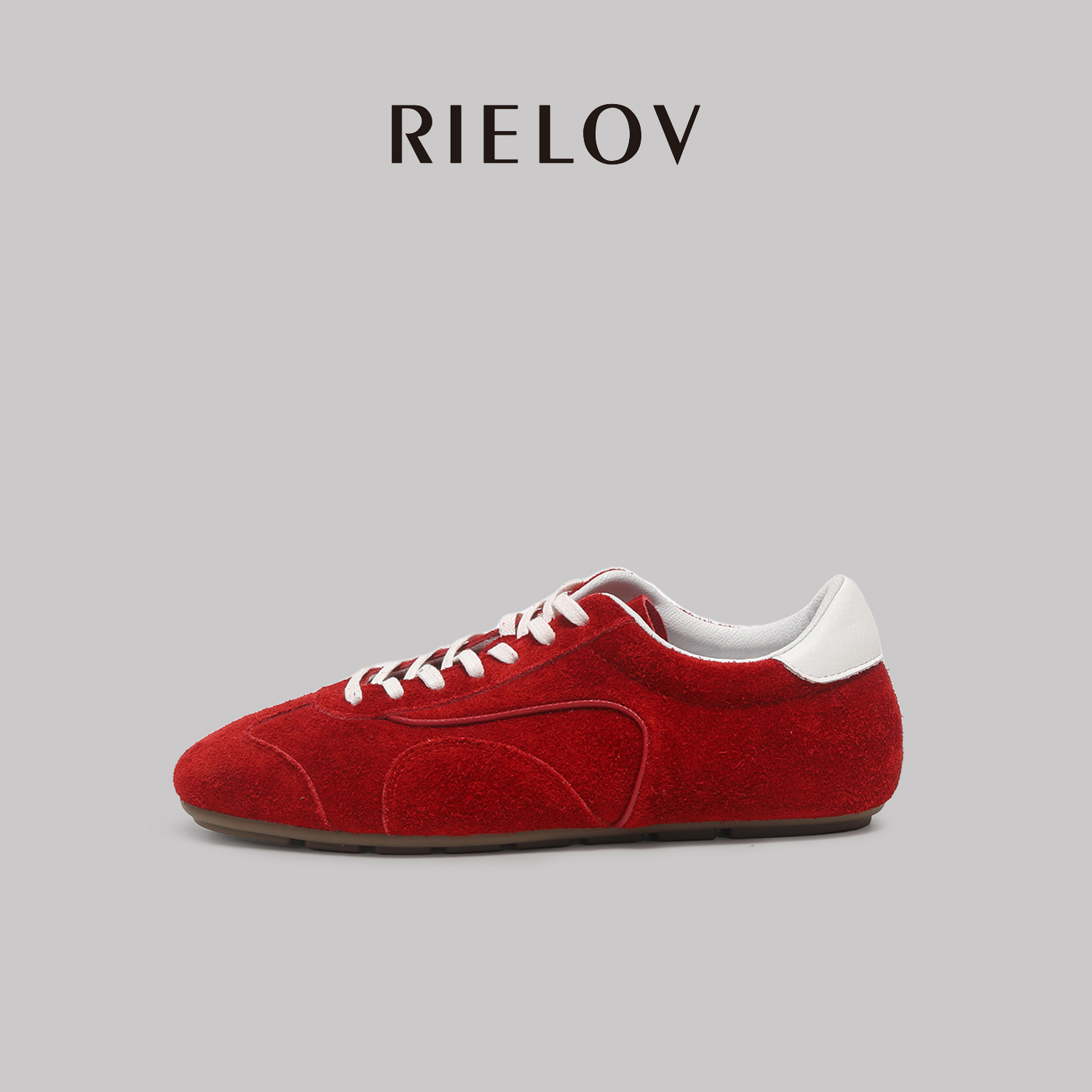 RIELOV【茜茜】增高2.5cm秋季磨砂皮系带德训鞋时尚透气运动鞋8210