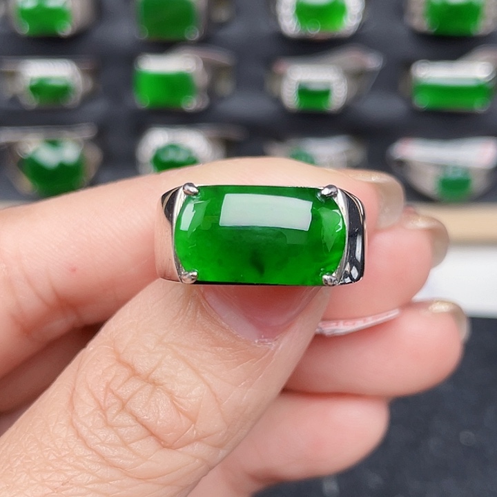 翡翠戒指银S925镶嵌编号1905没运费险