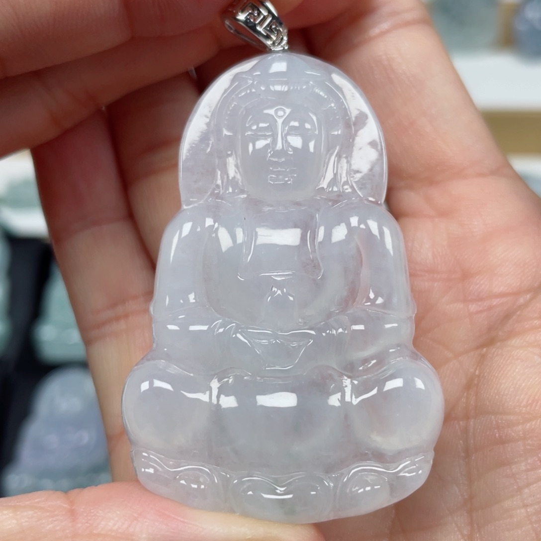 翡翠颈饰未镶嵌天然翡翠A货观音27号