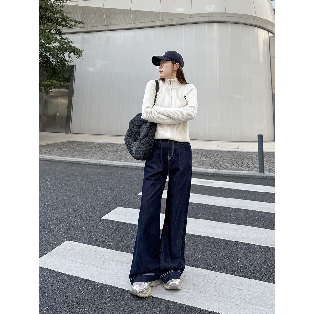 显瘦宽松25年新款莱赛尔阔腿牛仔裤女2025新款时尚休闲百搭521001