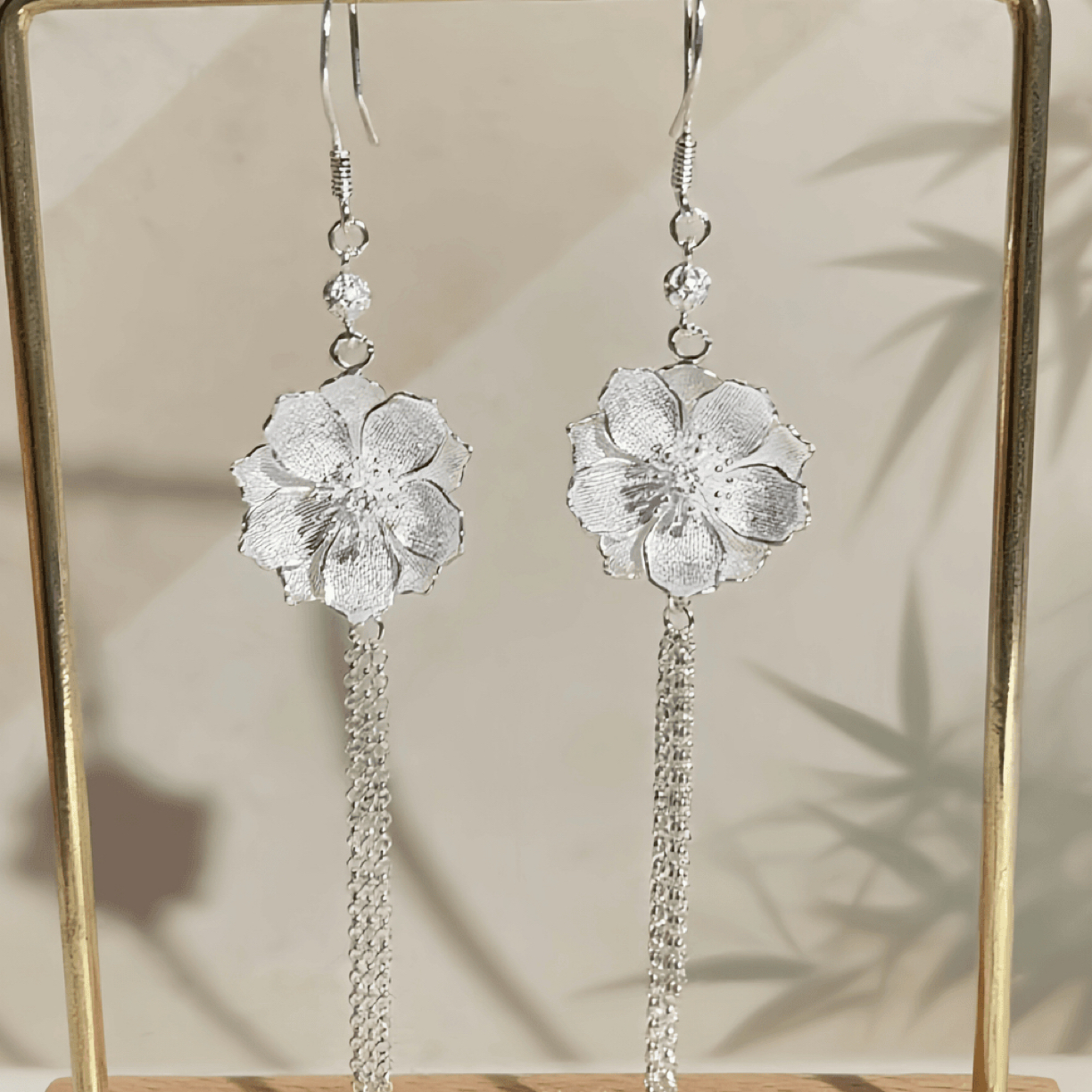 足银耳饰 足银耳饰耳坠纯手工足银【桃韵流苏】花丝工艺新中式耳环