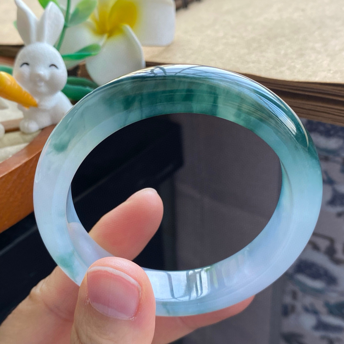 2.18批785号手镯54.5-13.6-8.3深邃飘花镯！意境天成的水墨丹青！