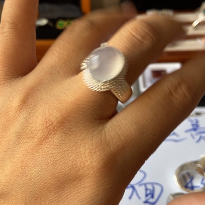 翡翠戒指银S925镶嵌戒指