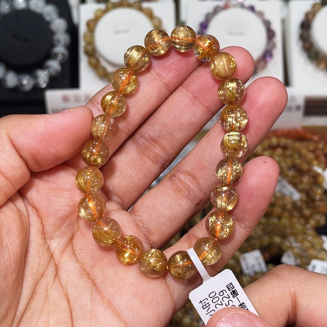 未镶嵌发晶手链钛晶猫眼8.9mm