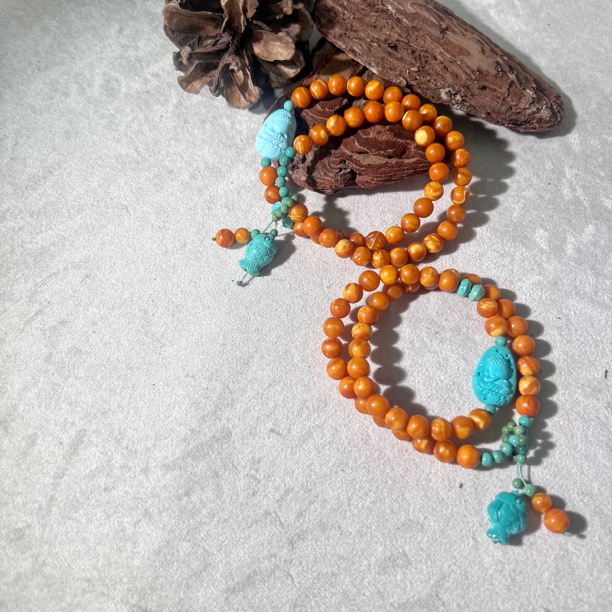 【狒狒】红皮石膏妖花蜡双圈手串 规格7+ 多样性发货（发其一）