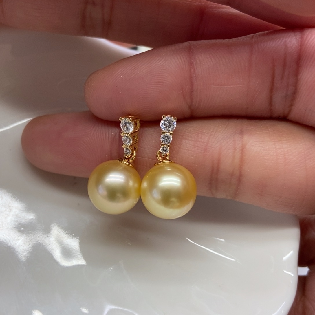 海水珍珠耳饰银S925镶嵌