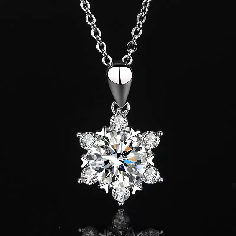 吊坠925银莫桑石 纯银项链六芒星1克拉时尚女款气质轻奢小众