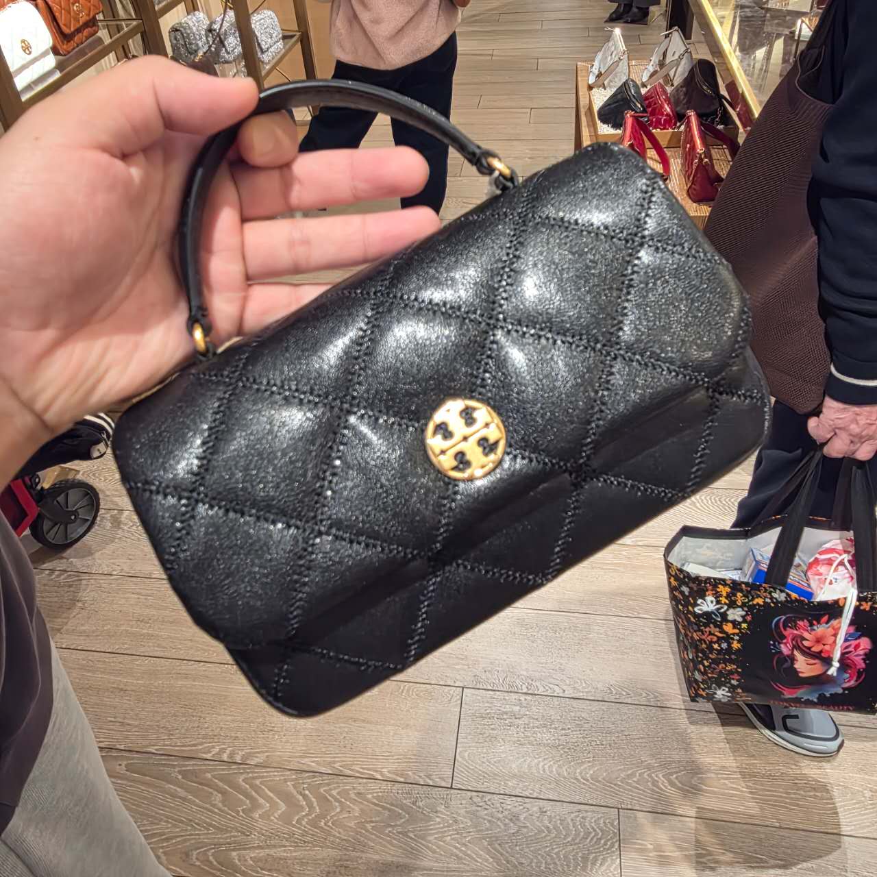 【预售】ToryBurch/汤丽柏琦Willa黑金小号方胖子手提斜挎包153399 