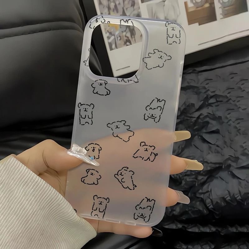 线条小狗磨砂壳适用于iphone16Epromax苹果手机壳全包大孔软壳