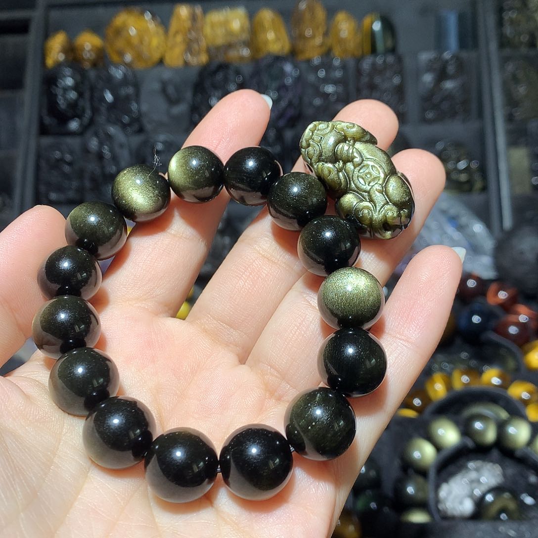 黑曜岩手链未镶嵌?****辣定制