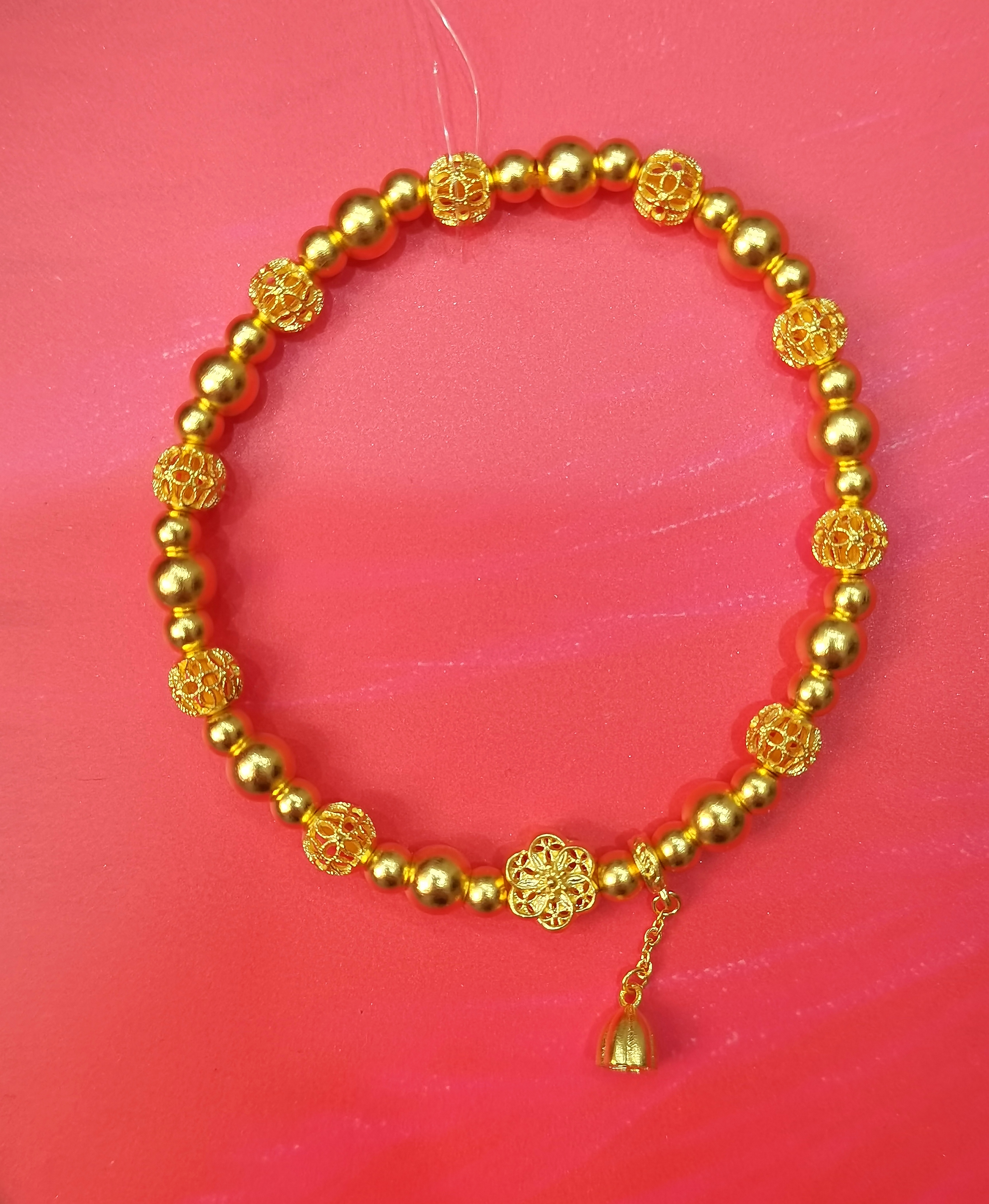 【优豪】古法六相花转运珠手链经典轻奢黄金手链简约精致百搭时尚