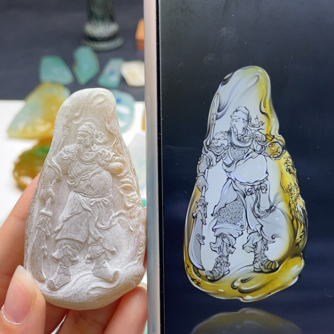 定制翡翠未镶嵌翠友粗胚起货鉴赏