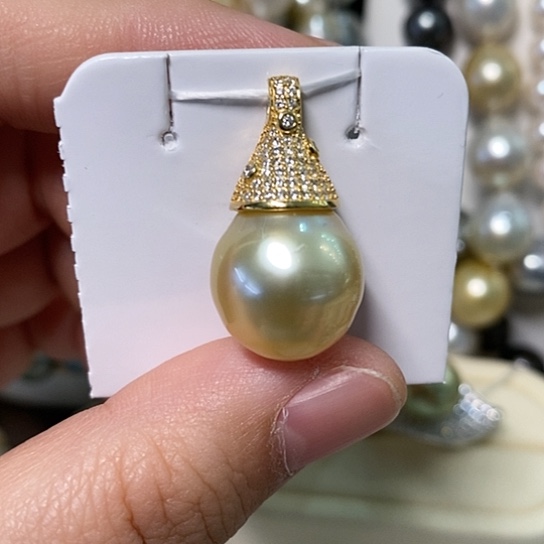 海水珍珠颈饰银S925镶嵌14.5