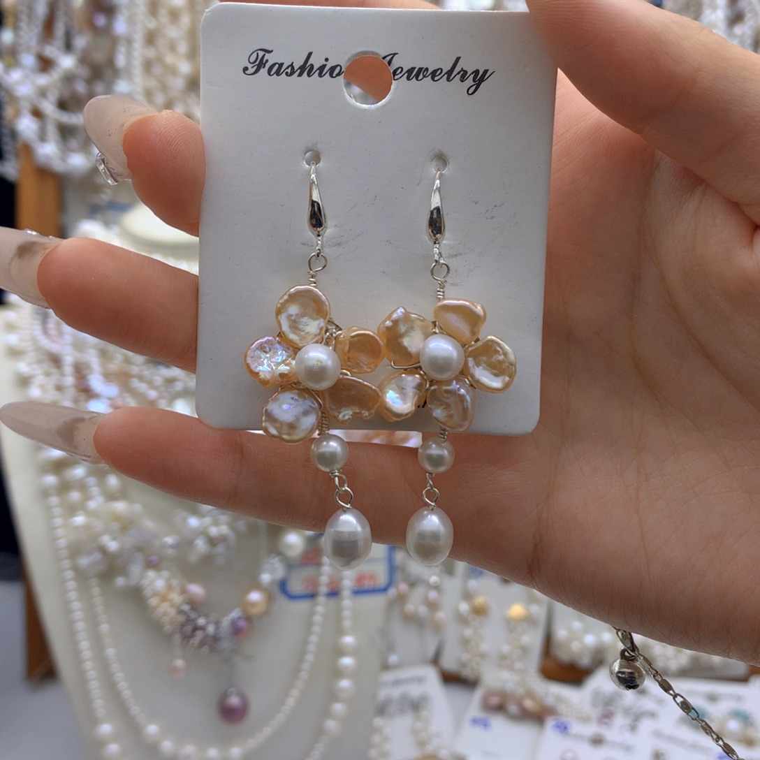 银S925镶嵌淡水珍珠项链耳饰