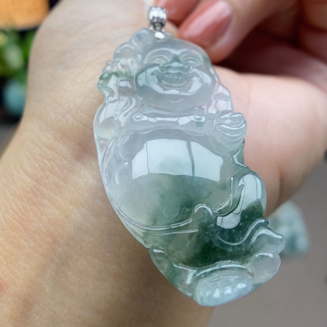 翡翠18K金镶嵌颈饰吊坠37