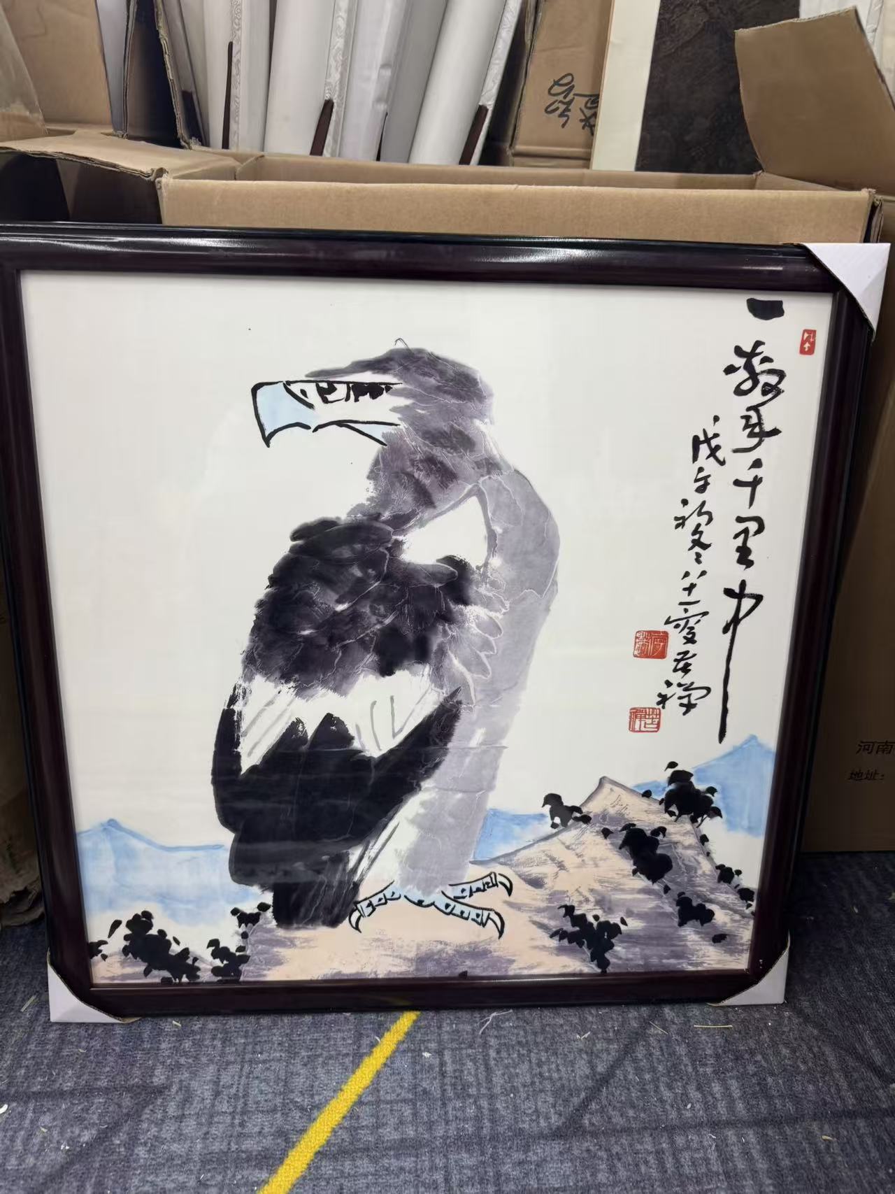 【精品复仿】《鹰》艺术微喷复刻装裱玄关装饰画