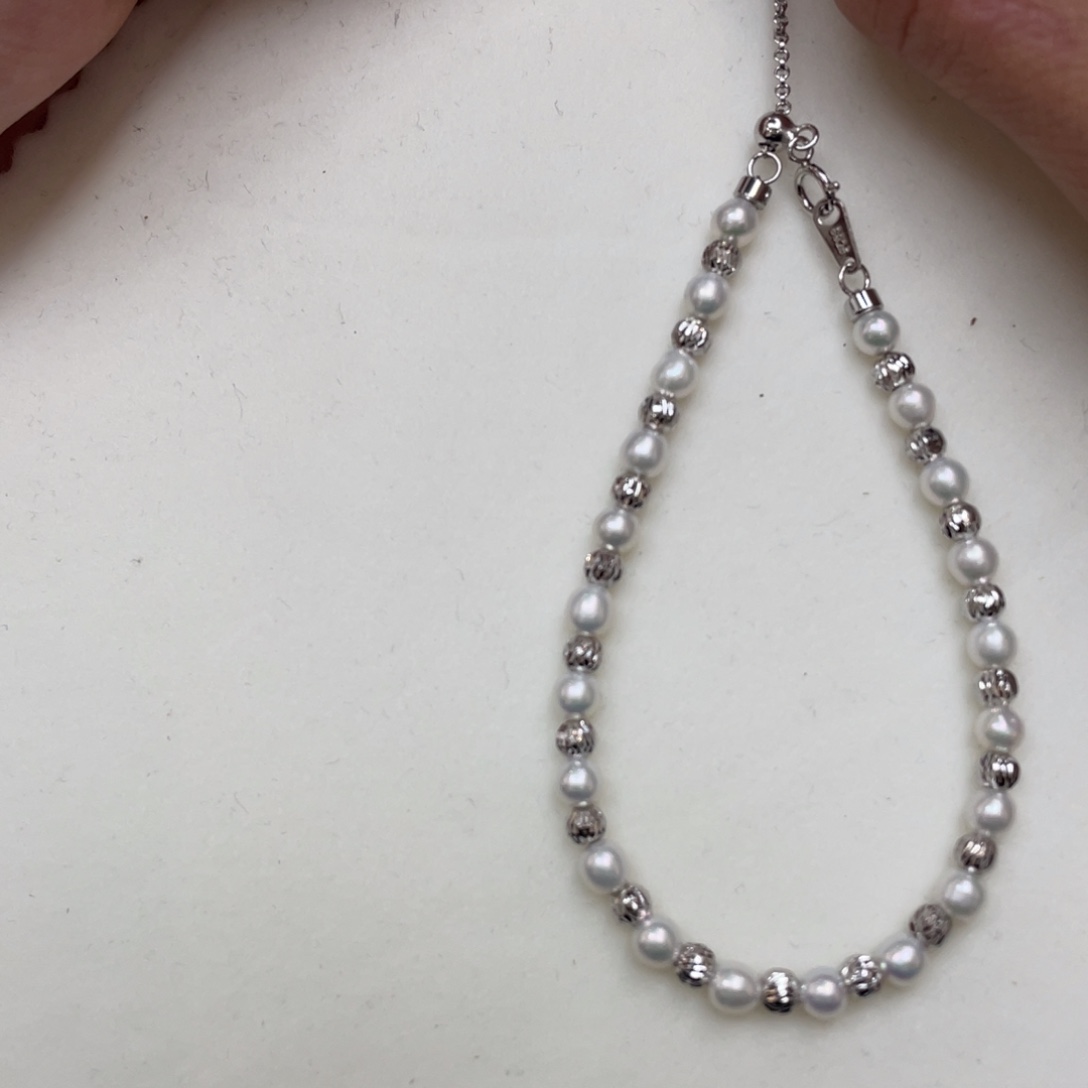 银S925镶嵌淡水珍珠手绳