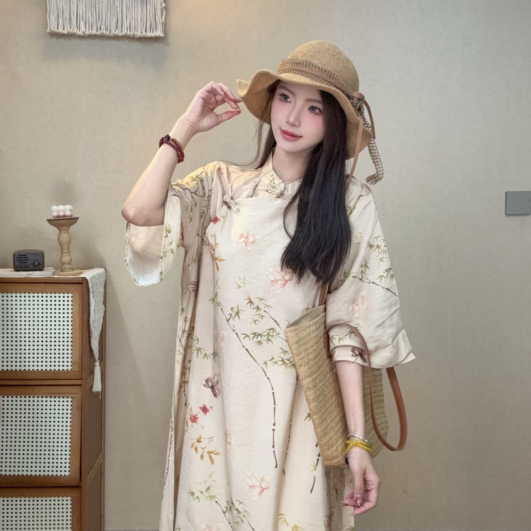 艺润家【蝶恋】国风手工原创宽松女装连衣裙新中式长裙子百搭夏