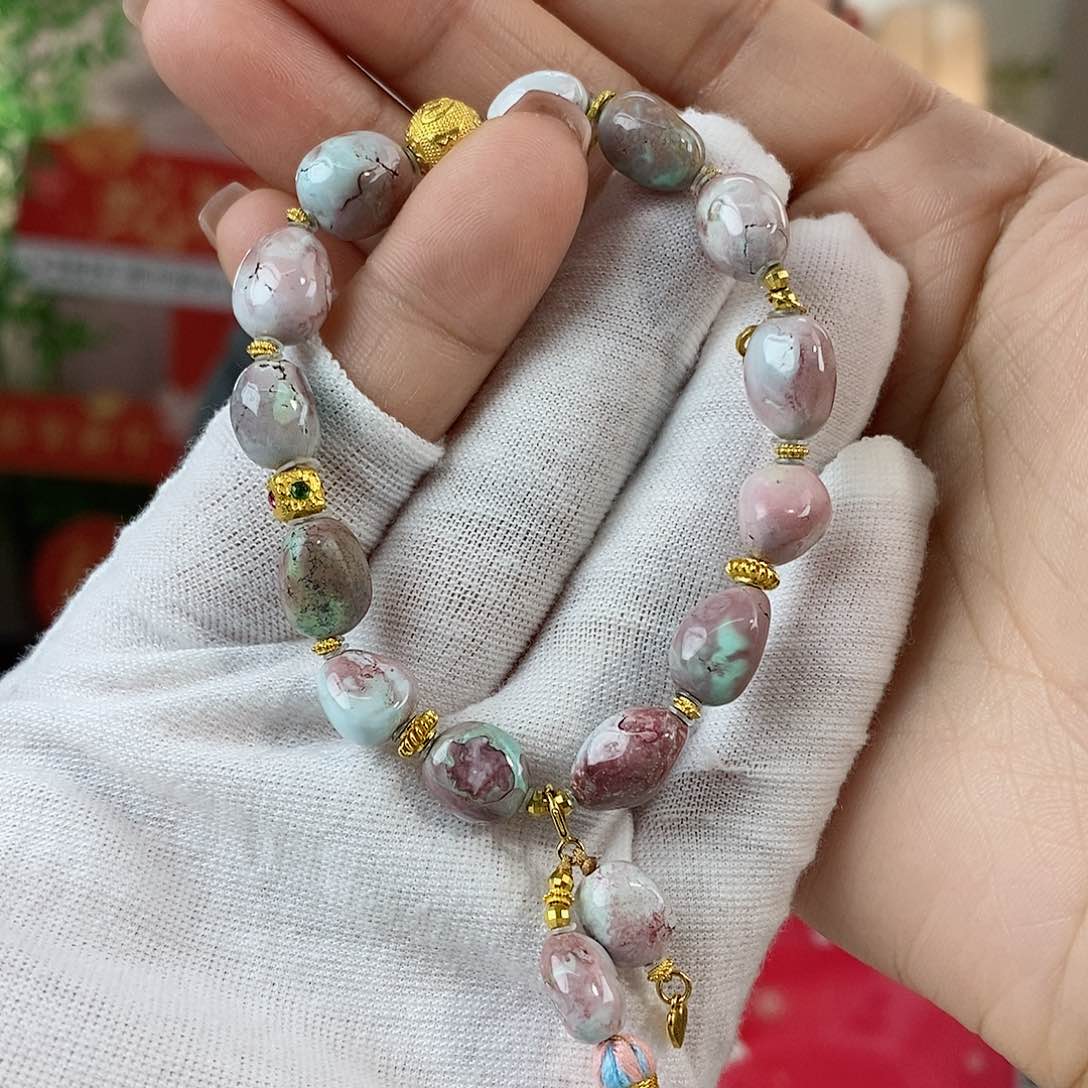 绿松石珠宝奇石18K金镶嵌满*