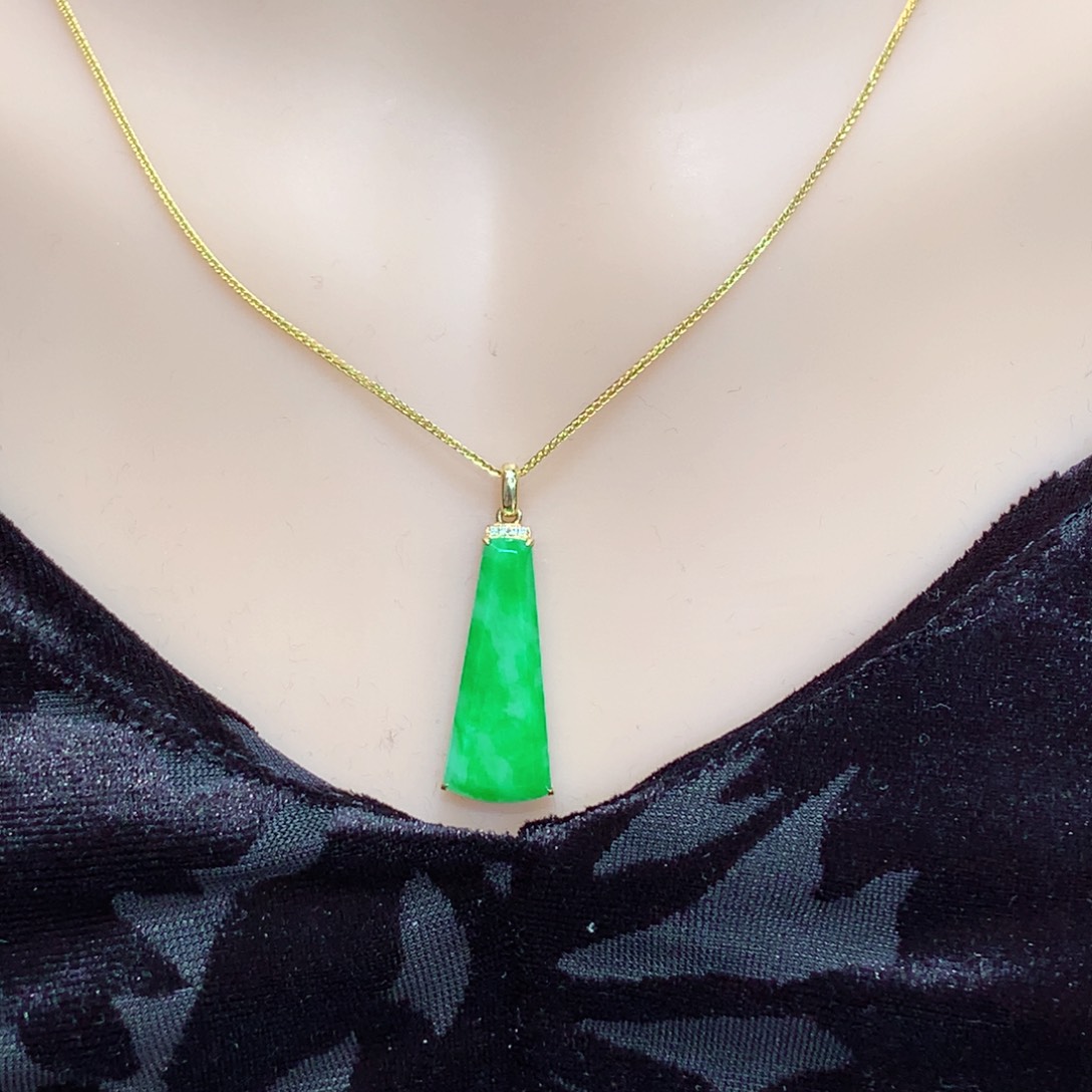 翡翠18K金镶嵌颈饰缅料A货