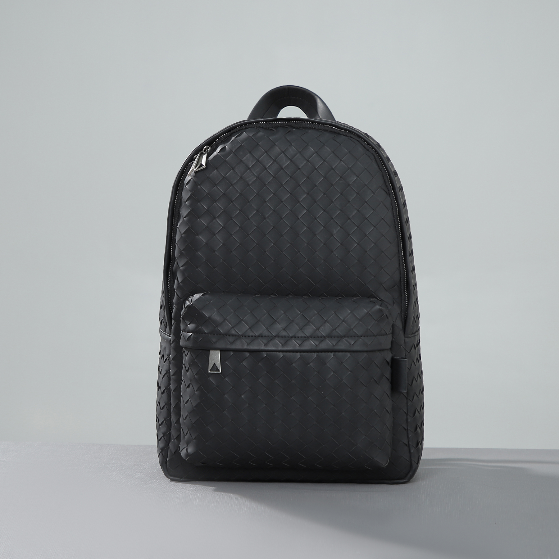 X&BV真皮男士双肩包旅行背包手工编织时尚潮流书包韩版商务电脑包