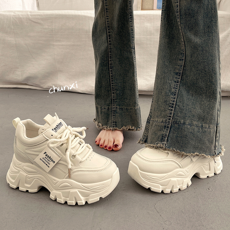 欧洲站松糕厚底老爹鞋女显脚小增高2025新款夏秋小个子休闲运动鞋