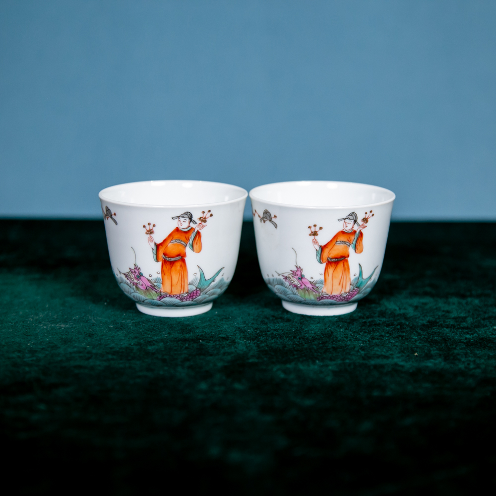 粉彩龙子图纹赏杯一对FC-010497