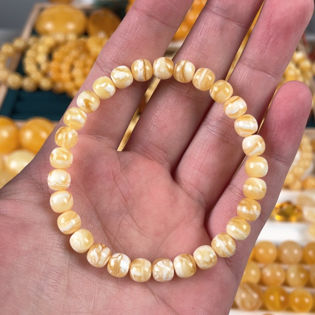 蜜蜡裸石未镶嵌单圈老型7+